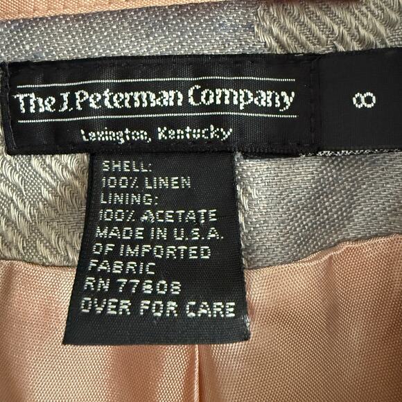 J. PETERMAN | Women's Linen Jacquard Single Button Evening Jacket Blazer Size 8 - Picture 4 of 7